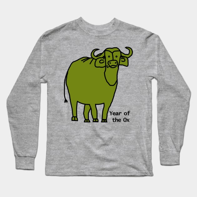 Year of the Ox Green Long Sleeve T-Shirt by ellenhenryart